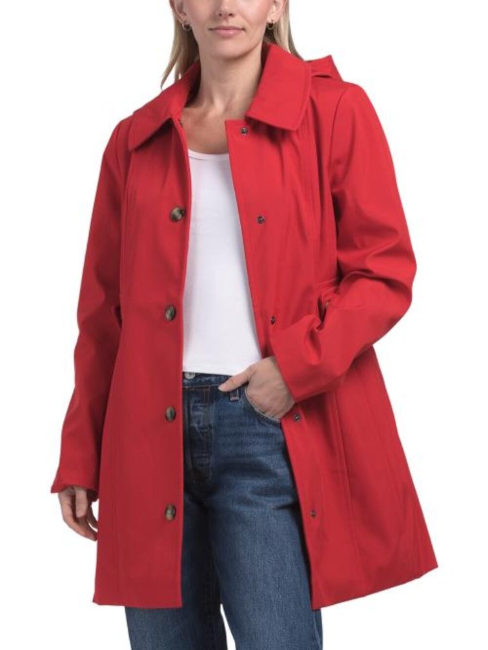 ANNE KLEIN Hooded Trench Coat